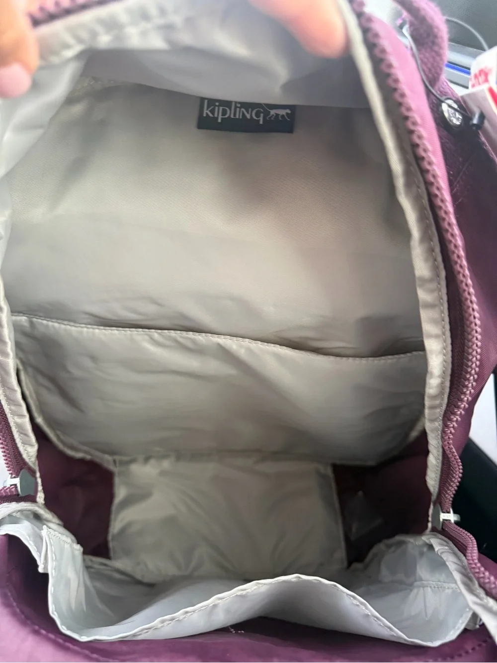 NWT Kipling Seoul Dark Plum Large Backpack with Monkey Charm